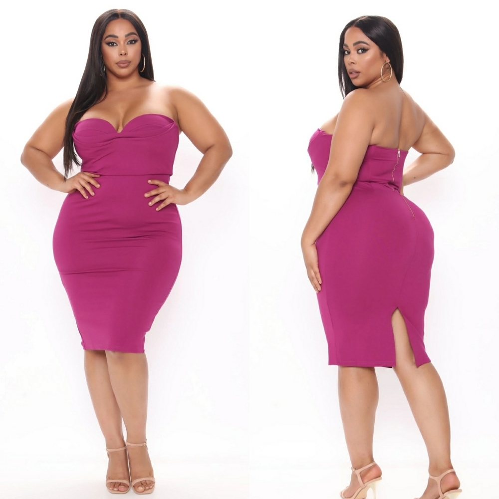 FN little goddess midi strapless sweetheart magenta bustier dress 1X NWT